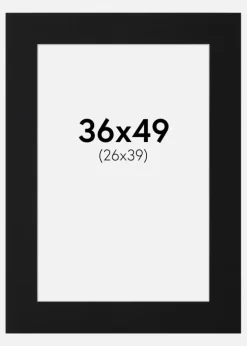 Passepartout Sort Standard (Hvid kerne) 36x49 cm (26x39)