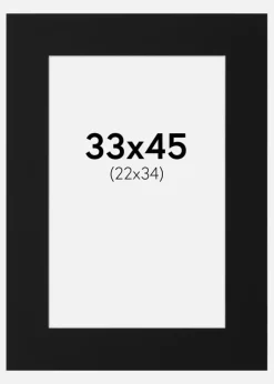 Passepartout Sort Standard (Hvid kerne) 33x45 cm (22x34)