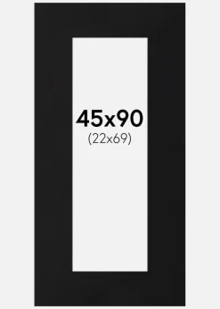 Passepartout Sort Standard (Hvid kerne) 45x90 cm (22x69)