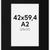 Passepartout Sort Standard (Hvid Kerne) A2 42x59,4 cm (24x37)