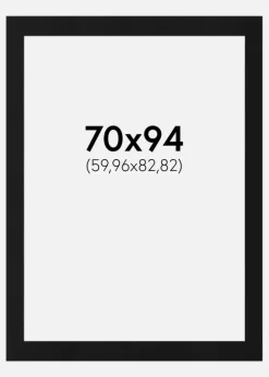 Passepartout Sort Standard (Hvid kerne) 70x94 cm (59,96x82,82)