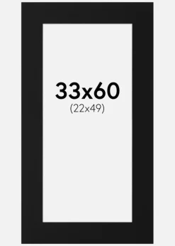 Passepartout Sort Standard (Hvid kerne) 33x60 cm (22x49)