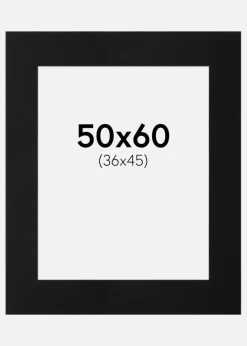 Passepartout Sort Standard (Hvid Kerne) 50x60 cm (36x45)