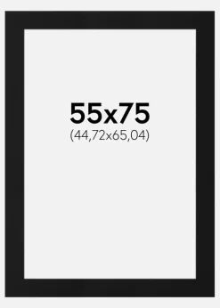 Passepartout Sort Standard (Hvid kerne) 55x75 cm (44,72x65,04)