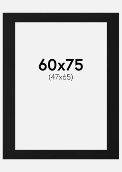 Passepartout Sort Standard (Hvid kerne) 60x75 cm (47x65)