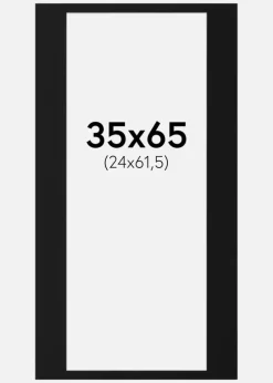 Passepartout Sort Standard (Hvid kerne) 35x65 cm (24x61,5)