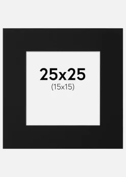 Passepartout Sort Standard (Hvid kerne) 25x25 cm (15x15)