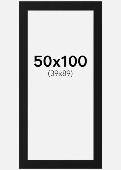 Passepartout Sort Standard (Hvid kerne) 50x100 cm (39x89)