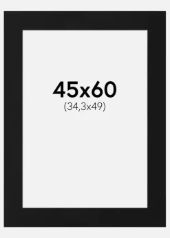 Passepartout Sort Standard (Hvid kerne) 45x60 cm (34,3x49)