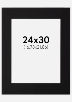 Passepartout Sort Standard (Hvid Kerne) 24x30 cm (16,78x21,86)