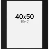 Passepartout Sort Standard (Hvid kerne) 40x50 cm (30x40)