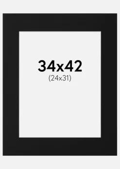 Passepartout Sort Standard (Hvid kerne) 34x42 cm (24x31)
