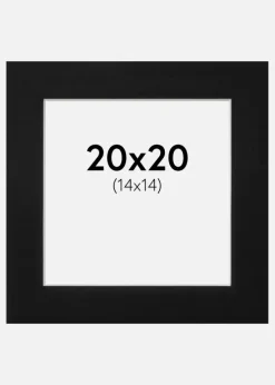 Passepartout Sort Standard (Hvid kerne) 20x20 cm (14x14)