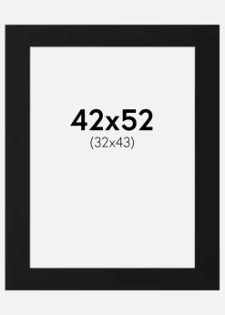 Passepartout Sort Standard (Hvid kerne) 42x52 cm (32x43)