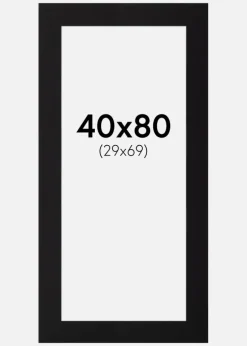 Passepartout Sort Standard (Hvid Kerne) 40x80 cm (29x69)