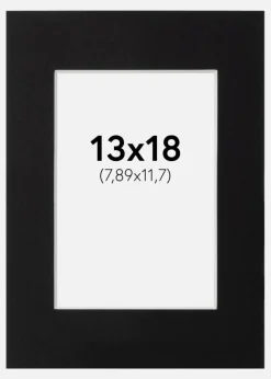 Passepartout Sort Standard (Hvid Kerne) 13x18 cm (7,89x11,7)