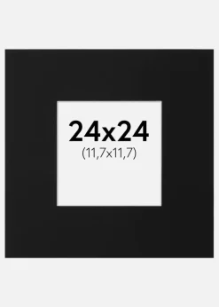Passepartout Sort Standard (Hvid kerne) 24x24 cm (11,7x11,7)