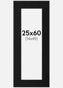 Passepartout Sort Standard (Hvid kerne) 25x60 cm (14x49)