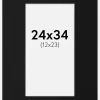Passepartout Sort Standard (Hvid kerne) 24x34 cm (12x23)