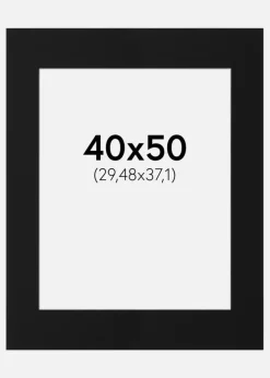 Passepartout Sort Standard (Hvid kerne) 40x50 cm (29,48x37,1)