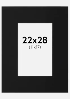 Passepartout Sort Standard (Hvid kerne) 22x28 cm (11x17)