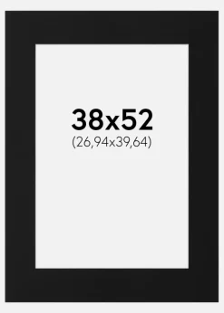 Passepartout Sort Standard (Hvid kerne) 38x52 cm (26,94x39,64)