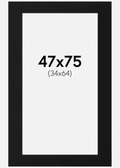 Passepartout Sort Standard (Hvid kerne) 47x75 cm (34x64)