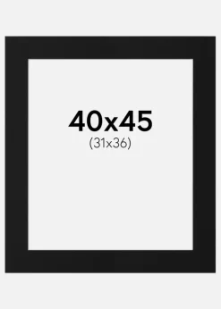 Passepartout Sort Standard (Hvid kerne) 40x45 cm (31x36)