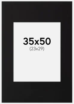 Passepartout Sort Standard (Hvid kerne) 35x50 cm (23x29)