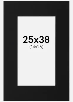 Passepartout Sort Standard (Hvid kerne) 25x38 cm (14x26)