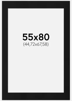 Passepartout Sort Standard (Hvid kerne) 55x80 cm (44,72x67,58)