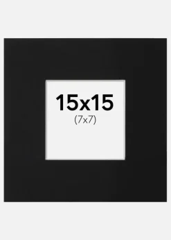 Passepartout Sort Standard (Hvid kerne) 15x15 cm (7x7)