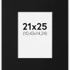 Passepartout Sort Standard (Hvid kerne) 21x25 cm (10,43x14,24)