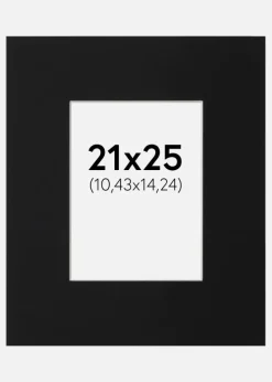 Passepartout Sort Standard (Hvid kerne) 21x25 cm (10,43x14,24)
