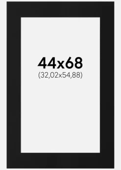 Passepartout Sort Standard (Hvid kerne) 44x68 cm (32,02x54,88)