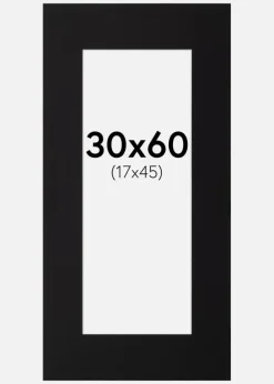 Passepartout Sort Standard (Hvid Kerne) 30x60 cm (17x45)