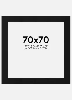 Passepartout Sort Standard (Hvid kerne) 70x70 cm (57,42x57,42)