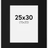 Passepartout Sort Standard (Hvid kerne) 25x30 cm (15x20)