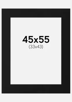 Passepartout Sort Standard (Hvid kerne) 45x55 cm (33x43)
