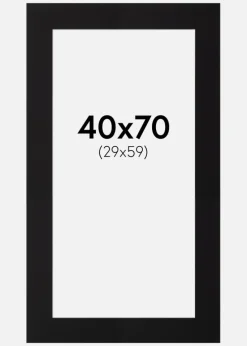 Passepartout Sort Standard (Hvid Kerne) 40x70 cm (29x59)