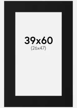 Passepartout Sort Standard (Hvid kerne) 39x60 cm (26x47)