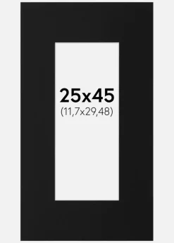 Passepartout Sort Standard (Hvid kerne) 25x45 cm (11,7x29,48)