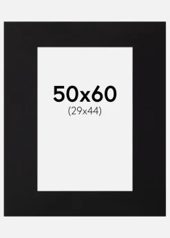 Passepartout Sort Standard (Hvid kerne) 50x60 cm (29x44)