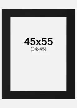 Passepartout Sort Standard (Hvid kerne) 45x55 cm (34x45)