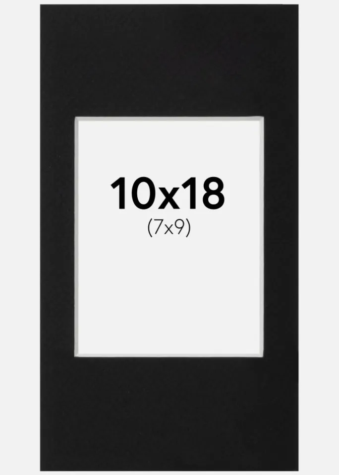 Passepartout Sort Standard (Hvid kerne) 10x18 cm (7x9)