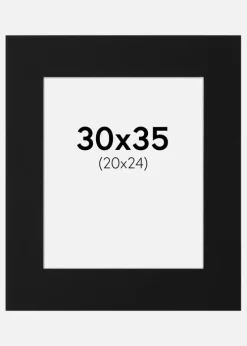 Passepartout Sort Standard (Hvid kerne) 30x35 cm (20x24)