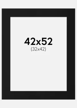 Passepartout Sort Standard (Hvid kerne) 42x52 cm (32x42)