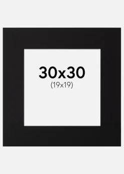 Passepartout Sort Standard (Hvid kerne) 30x30 cm (19x19)