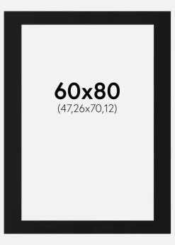 Passepartout Sort Standard (Hvid kerne) 60x80 cm (47,26x70,12)