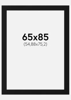 Passepartout Sort Standard (Hvid kerne) 65x85 cm (54,88x75,2)